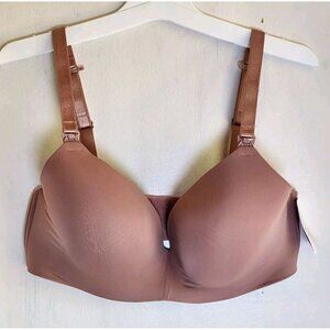 New Auden Women's Pink Nursing Lightly Line Wireless Bra Adjustable Size 38DDD
